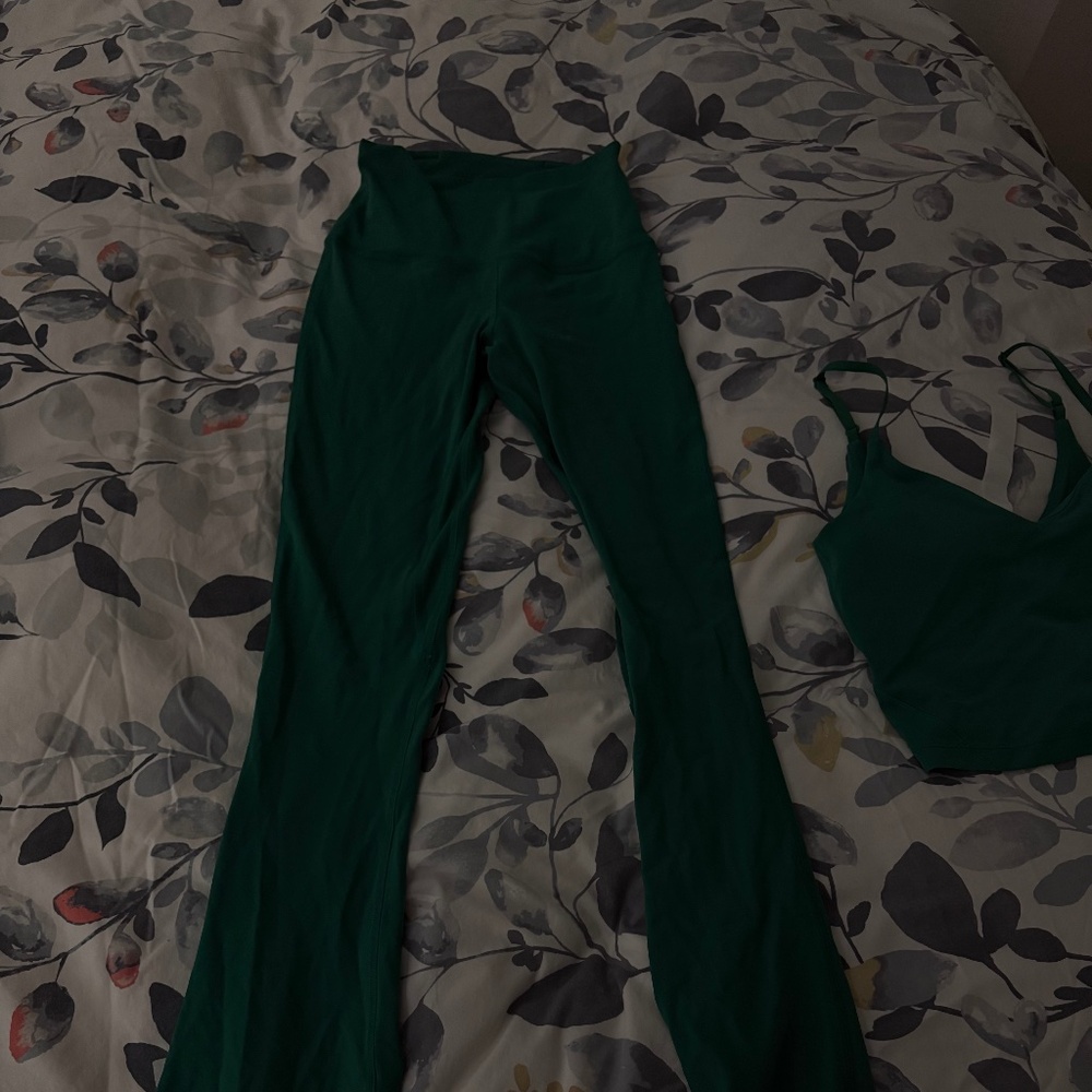 Lululemon aligne high rise mini flare in Cascadia Green & align Cami Tank  Top